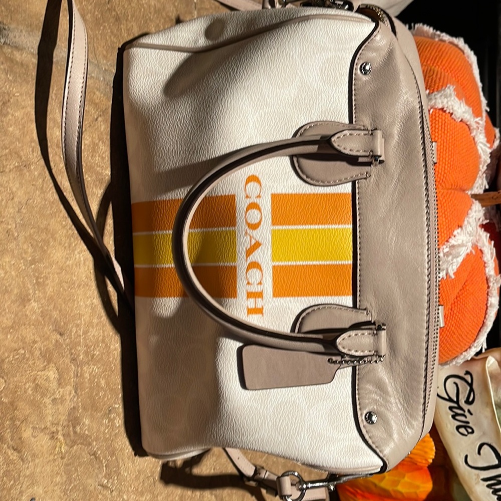 Varsity striped coach bag